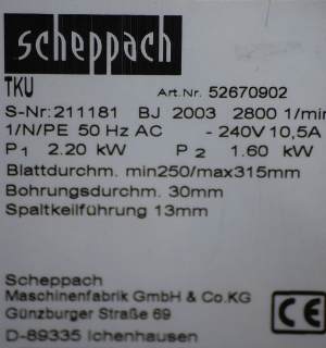 How to find your Scheppach model number
